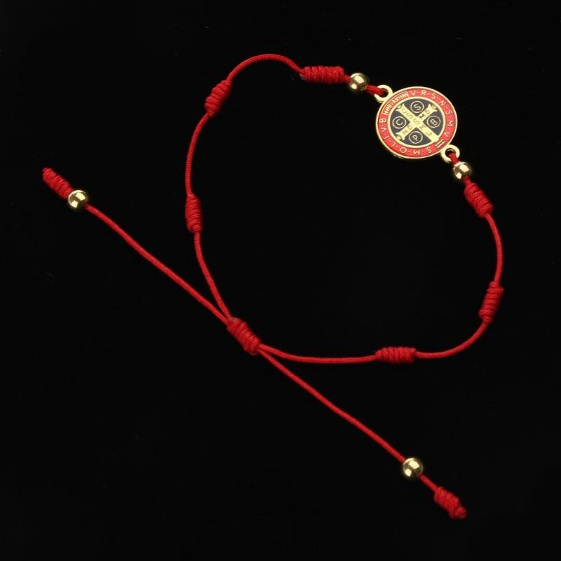 Lady Mary/saint Benedict Bracelet Handmade Red Knots Beads Bracelet Lucky Prayer Religious Bracelets for Men Women