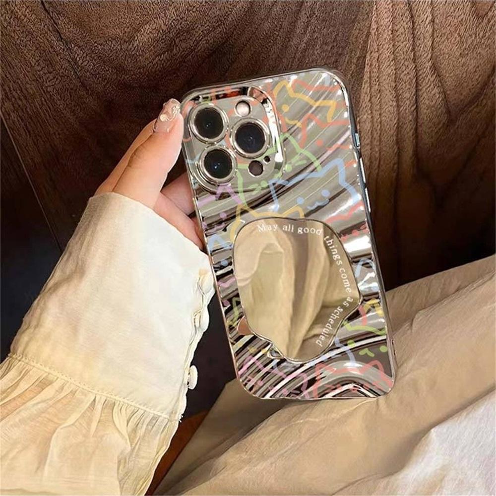 

Зеркальный чехол для телефона для iPhone 16 11 13 14 для 16 Pro 12 13 15 16 Pro Max для Samsung A15 A16 A35 A55 Милый чехол для телефона с облаком, цветком и щенком с гальваническим покрытием iPhone 11 Pro Max серебряный