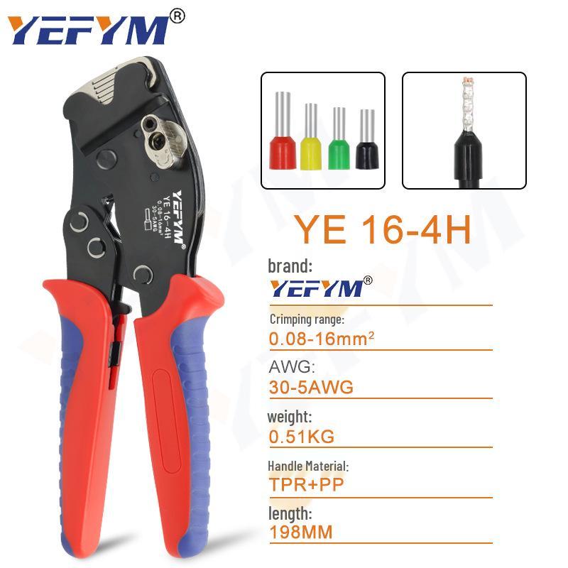 YEFYM 16-4H Manual Adjustable Terminal Crimper, 0.08-16mm² Capacity