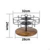 Cup Holder Rack with Wood Base Countertop Handle Metal Kitchen Organizer for Coffee Lovers,