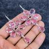 Pink Kunzite Gemstone Handmade 925Sterling Silver Jewelry Earring 2.76" M-3148