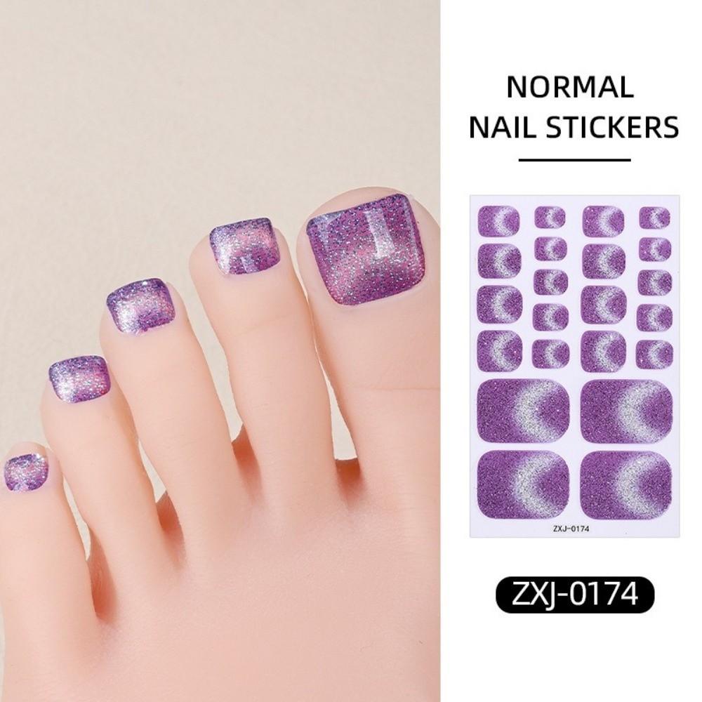 6Sheets Shimmering Glitter Toenail Stickers Colorful Toe Nail Sticker Summer Use