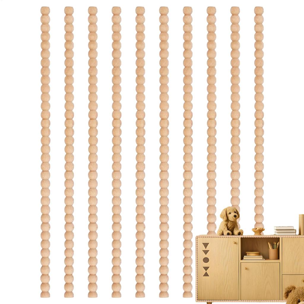 10pcs Wood Trim Molding Half Round Wood Beads Trim Strip Wooden Molding Natural Furniture Decor For Home Door Wall