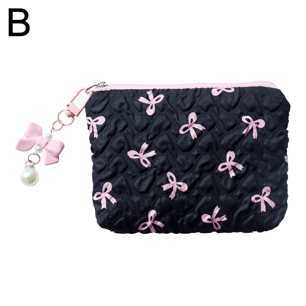 Cute Bow Flower Quilting Cotton Makeup Bag Women Female Cloth Handbag Portable Toiletry Case Zipper Cosmetic Organizer for Girls