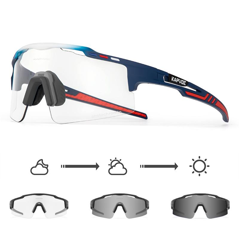 Kapvoe Photochromic Cycling Glasses Sunglasses for Men Women Sport Speed Road Mtb Mountain Bike Bicycle Cycl Eyewear Goggle