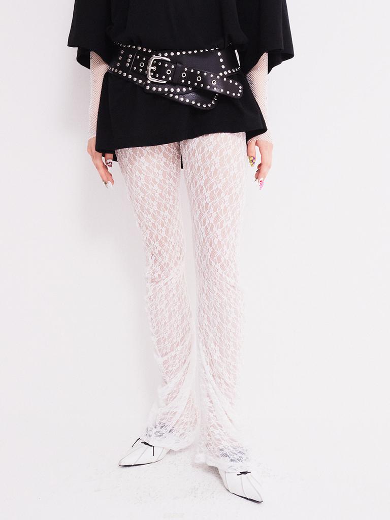 As If Cali Lace Shirring Long Curve Pants White