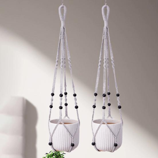 Macrame Plant Hanger Boho Hanging Planter Holder Cotton Rope Flower Pot Hanger for Home Patio Garden Decor