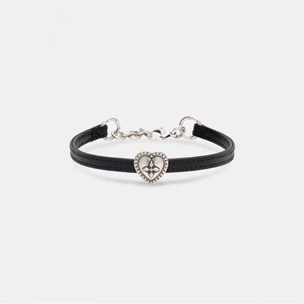 Retro Y2k Hot Girl Butterfly Heart Cross Flower Black Leather Belt Buckle Collar Necklace for Women Personality Punk Jewelry