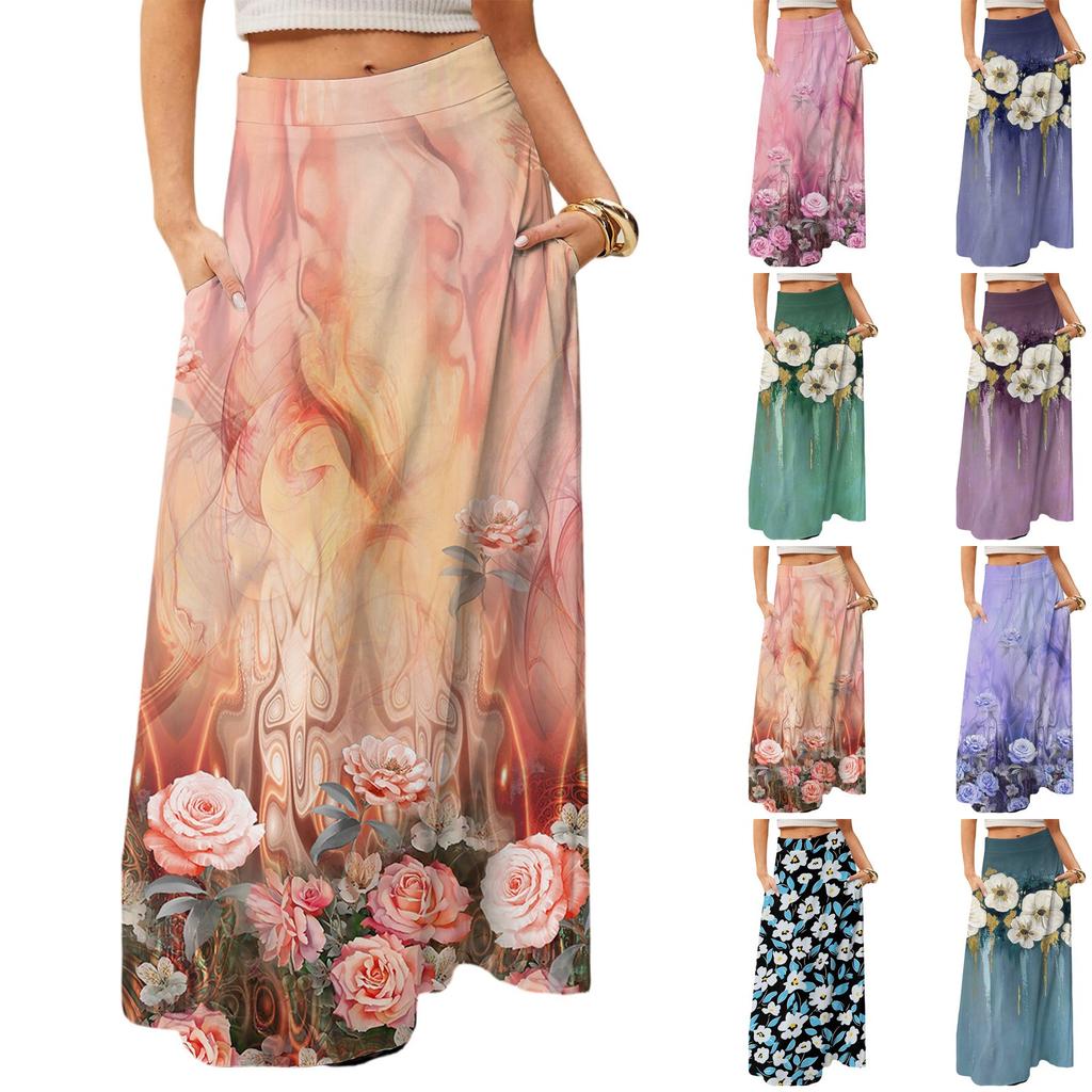 Women's Flowy Maxi Dress Regular Casual Summer Bohemian Skirt