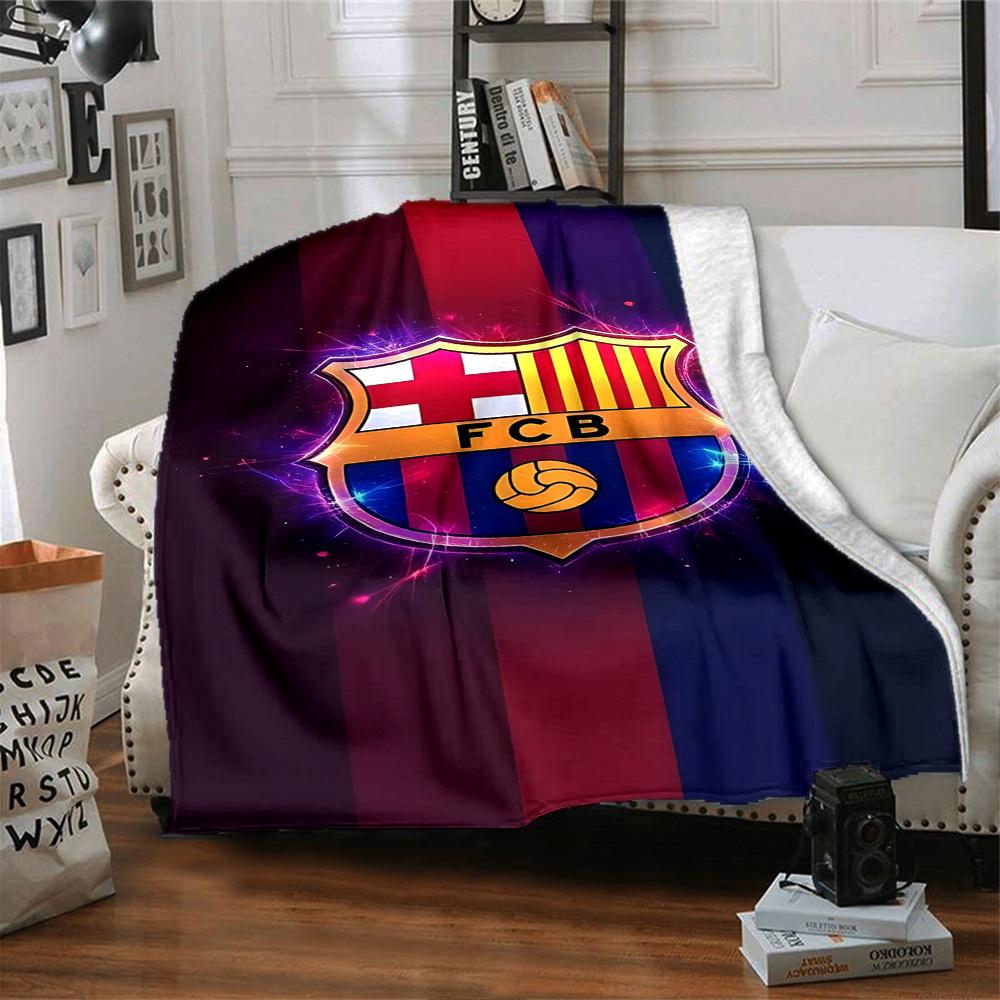 1pc FC Barcelona Soft Warm Throw Blanket Nap Blanket For Couch Sofa Office Bed Camping Travel,Comfortable