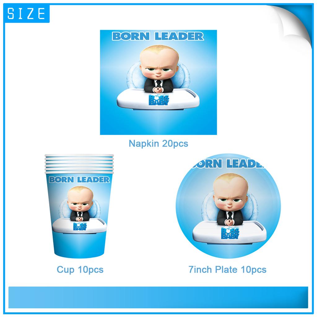 Baby B-BOSSED Birthday Theme Birthday Party Decoration Backdrop Family Cup Plate Napkin Balloons Baby Shower Supplies Kid Gift