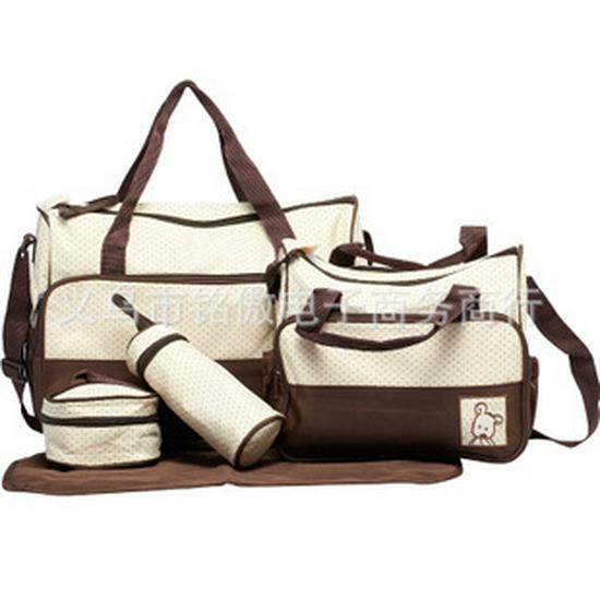 5-Piece Polka Dot Mummy Bag Set: