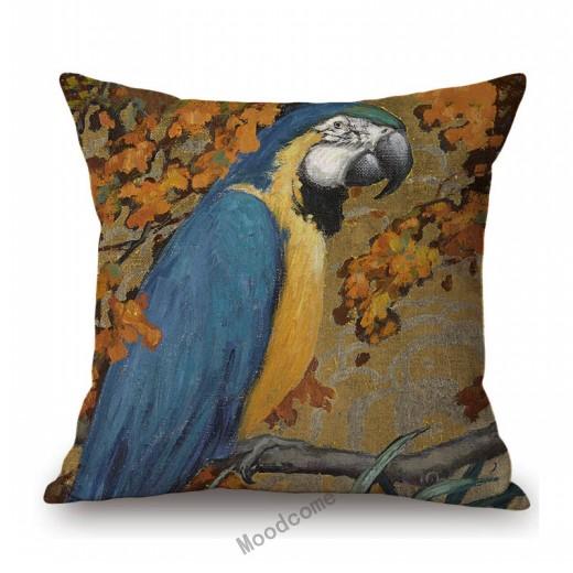 Flower Birds Peacock Floral Oil Painting Parrot Home Decoration Cotton Linen Sofa Throw Pillow Case Beautiful Cushion Cover Case
