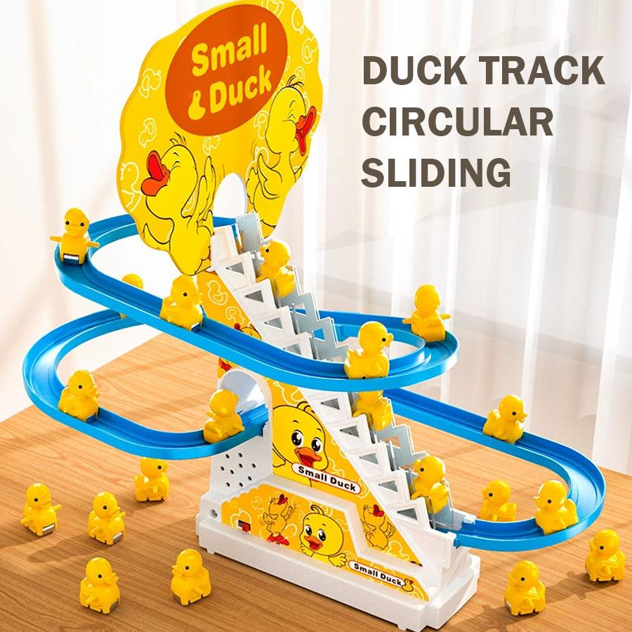 Stair-climbing duck queue track sliding duck music lighting kidsren's educational play house memory counting science and education toys