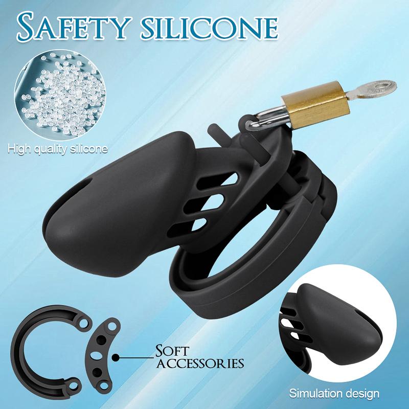 Silicone Chastity Cage Male Cock Lock With Penis Rings Sex Toys For Sissy Men Femboy Stretcher BDSM Gay Erotic Urethral Device