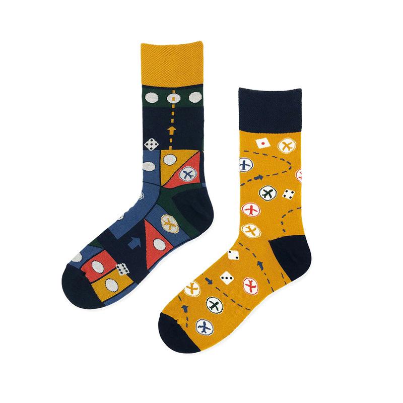 Creative and Fun Cartoon AB Trendy  Asymmetric Mandarin Duck  Men's and Women's Cotton Socks Medium High Socks