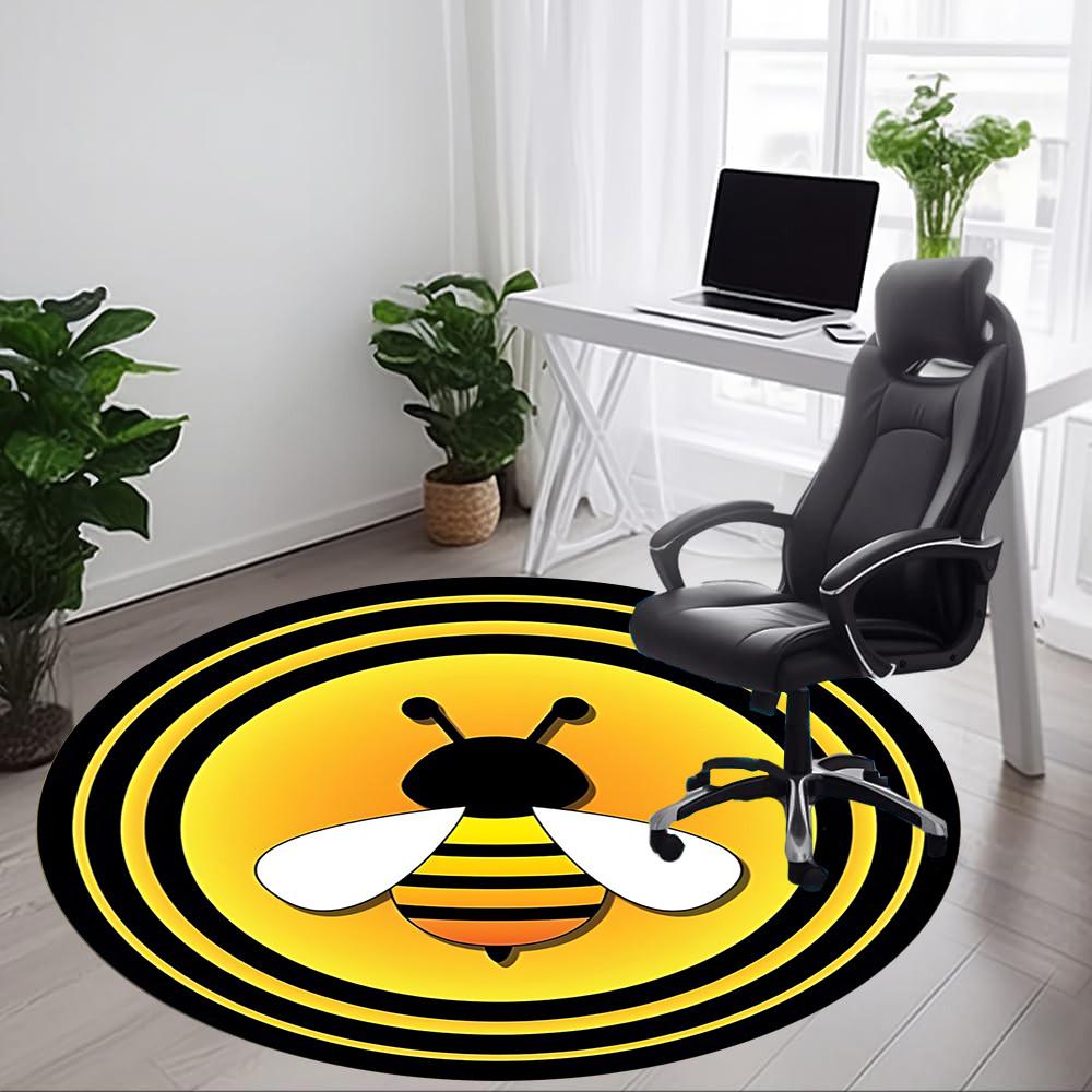 1pc Bee Print Chair Carpet for Office - Indoor Non-Slip Washable Polyester Fiber Carpet, Soft Comfortable Mat For Office yy250928051