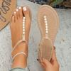 Fashion 2025 New Summer Sandals Women Fashion Casual Beach Outdoor Flip Flop Sandals Beads String Ladies Flat Shoes Size 35 43 Slip On