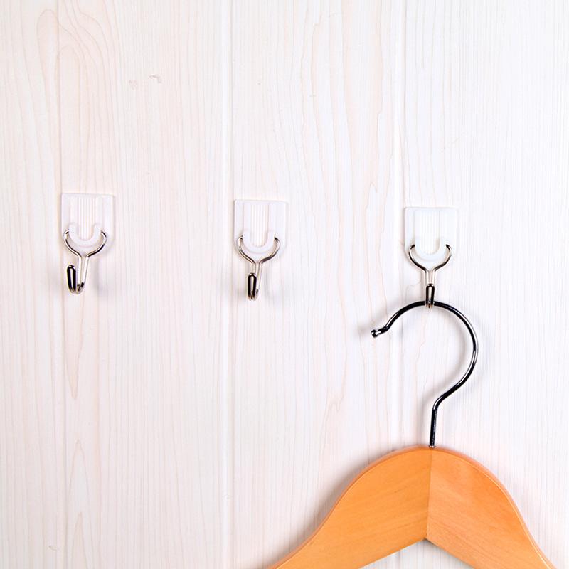 Non-trace Sticky Hook Wall Plastic Hook White Hook Kitchen Bathroom Door Ceramic Tile Small Hook 6 Sets