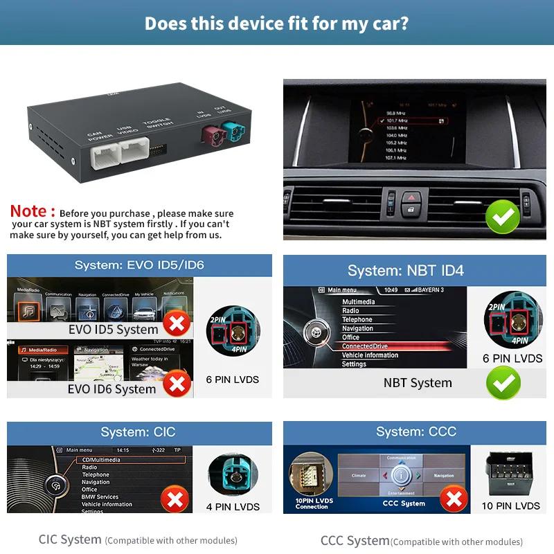 Wireless CarPlay Android AUTO for BMW NBT CIC System 1 2 3 4 5 6 7 Series X1 X3 X4 X5 X6 MINI E60 E84 E70 F26 F25 F10 F11F20 F21