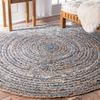 Round Jute and Recycled Denim Rug 90 cm