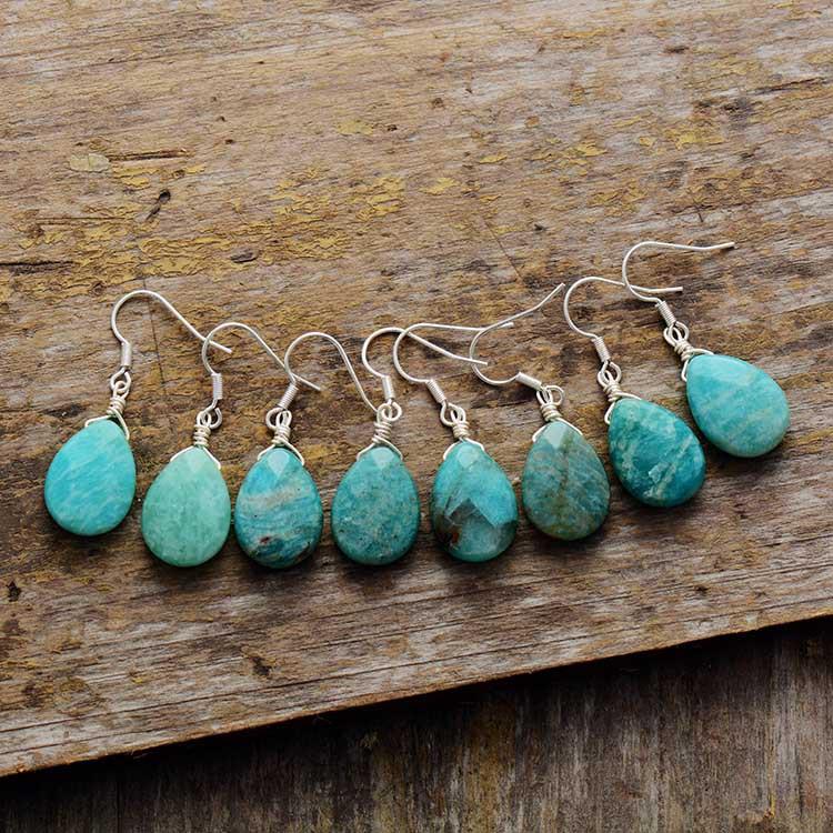 Natural Tianhe Stone Pendant Earrings, Handmade Light Luxury Style Earrings, Jewelry