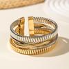 New Fashion Niche Metal Elastic Multi-Layer Open Bracelet for Women's Jewelry, Hip-Hop Punk Style Exaggerated Bracelet