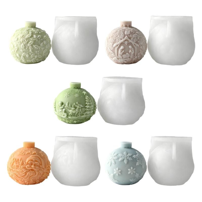 Christmas Crystal Ball Shape Silicone Candle Molds For Resin Casting Making Candle Soap Home Decoration Holiday Present