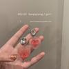 Pendientes de botón de esmalte coreano minimalistas retro en forma de corazón con perlas