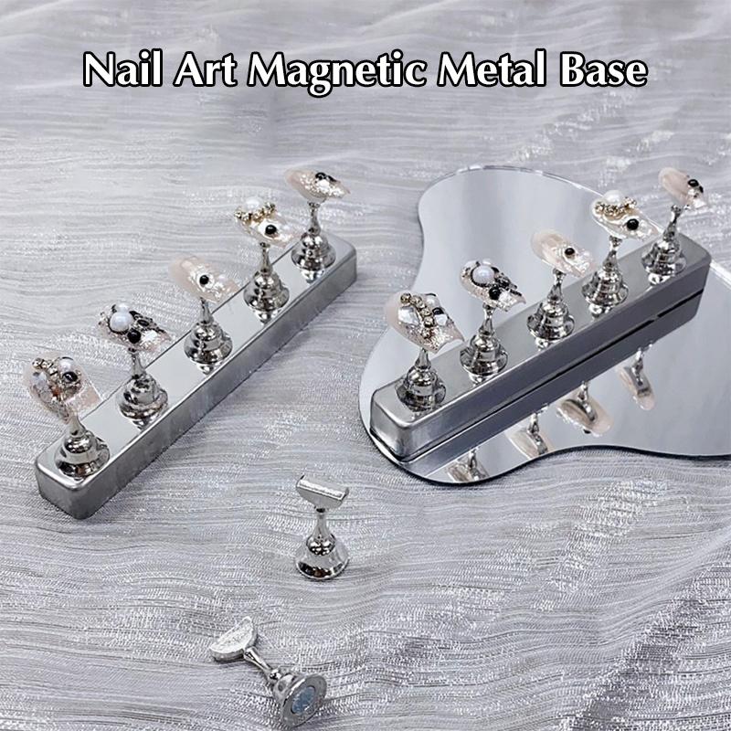 Nail Art Practice Holder Base Sliver Strong Magnetic Metal Stand Manicure Tool Nail Accessories Salon Diy Nail Stand Tool