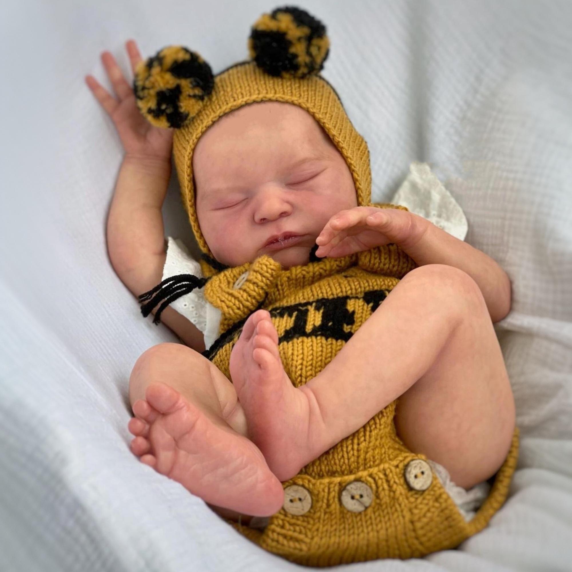 

BZDOLL 50 см 20 дюймов Спящая кукла-реборн с кожей, расписанной 3D-красками, реалистичными мягкими виниловыми конечностями, тканевым телом, кукла-принцесса для девочки, игрушка для детей, подарок на день рождения cloth body doll