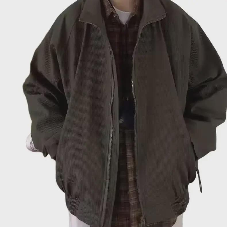 Men's Double-Layer Lapel Jacket - Retro Japanese Style, Loose Fit, Autumn/Winter 2024