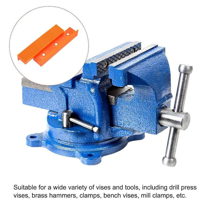 Premium-2Set Magnetic Vise Jaws 5 Inch Magnet Plain Grooves & V-Grooves Soft Rubber Bench Jaw Pad Covers Multi-Purpose Protector