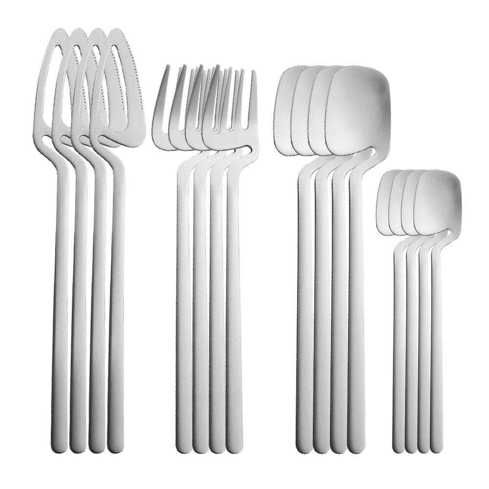 

16 шт./компл., золотой матовый набор столовых приборов, набор столовой посуды из нержавеющей стали 18/10, нож, вилка, ложка, обеденный набор, кухонные столовые приборы, набор посуды серебряный