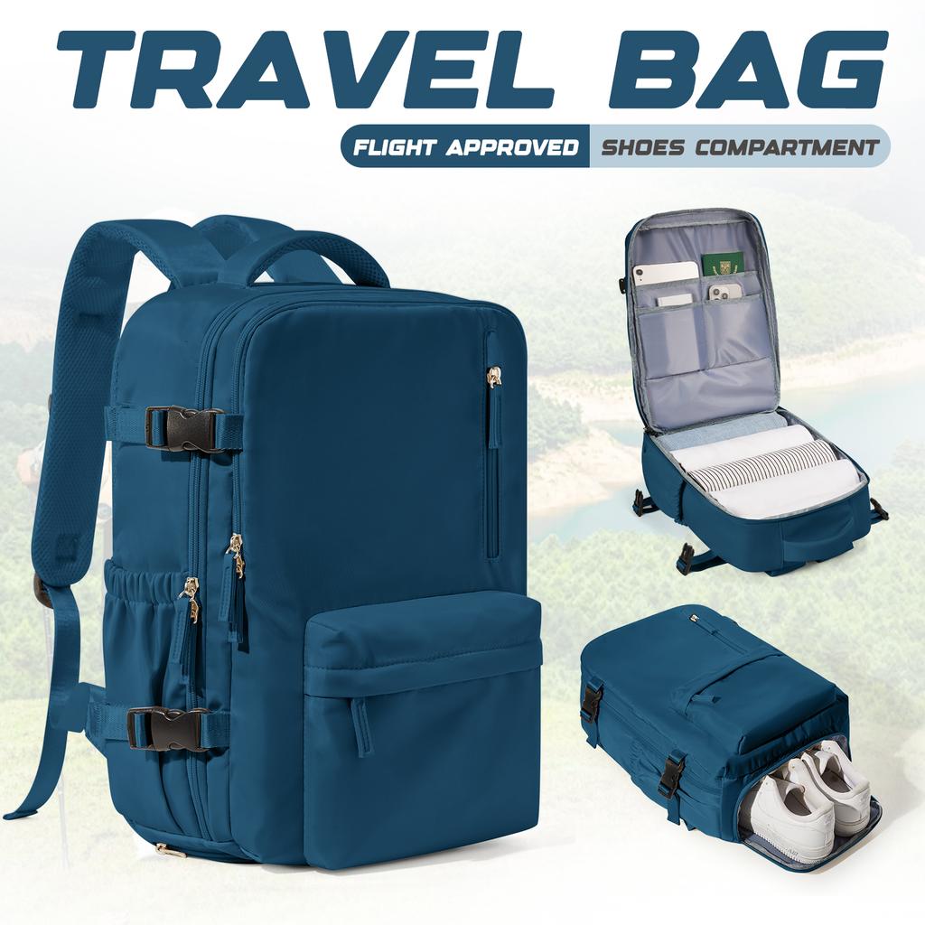 Waterproof Travel Backpack With Shoe Compartment Adjustable Straps, Laptop Backpack &School Bag For Men Women, Casual Travel Bag