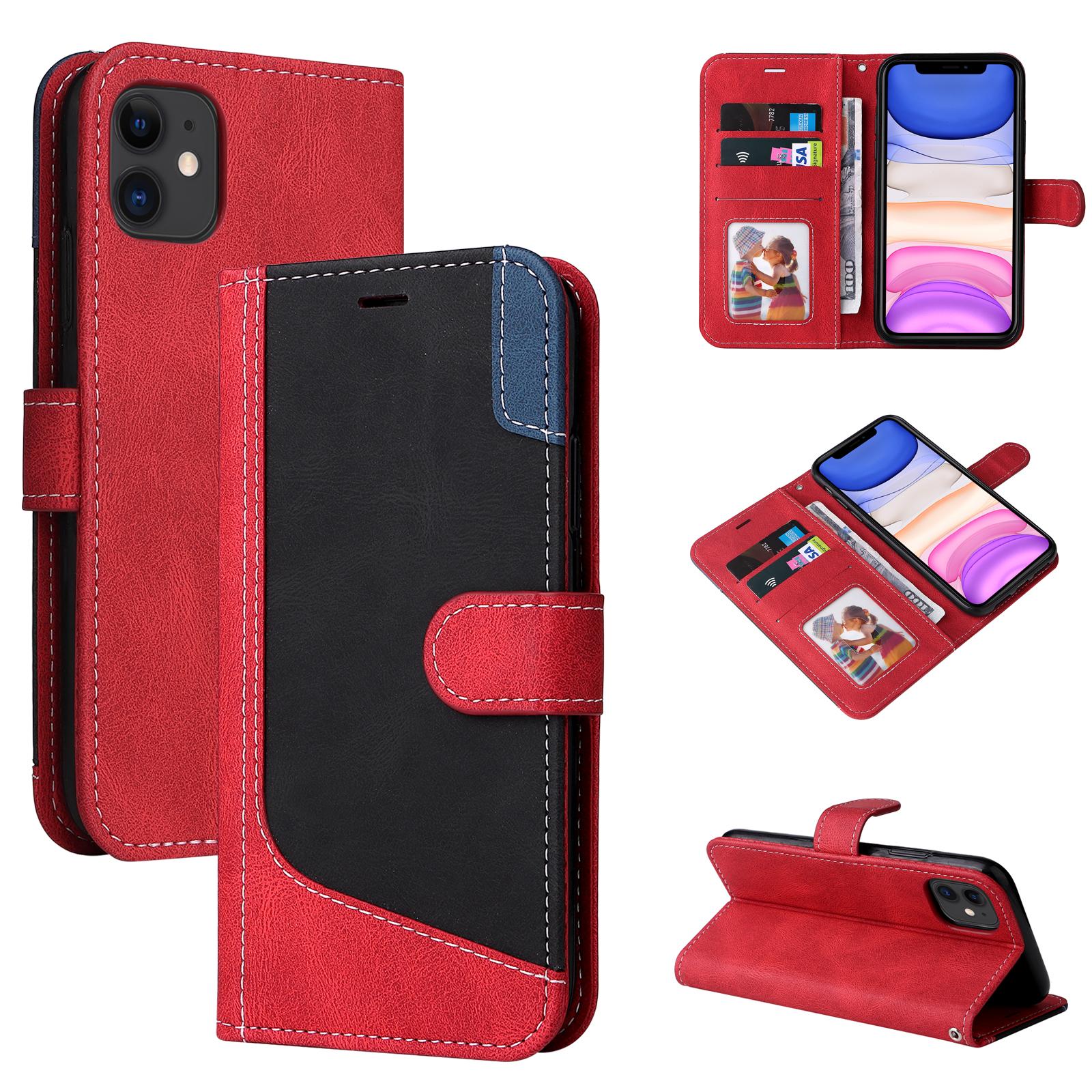 

Кошелек трехцветный магнитный кожаный флип-чехол для Samsung S23 S22 S21 S20 Ultra Plus A14 A53 A54 для iPhone 15 14 Plus 13 12 11 Pro Max XSMAX Samsung A05S красный