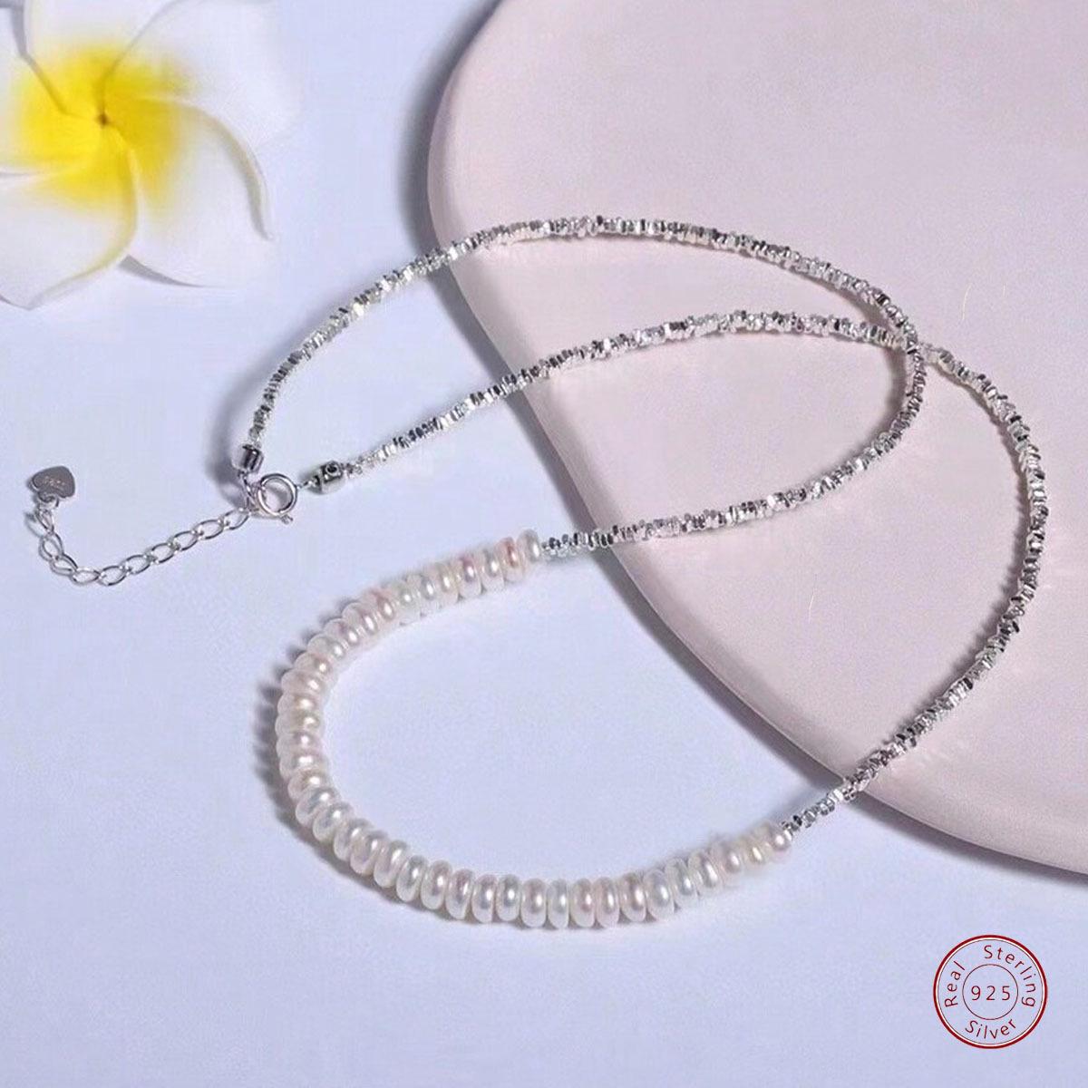 

S925 Sterling Silver Freshwater Pearl Choker Necklace - Exquisite Light Luxury Clavicle Chain