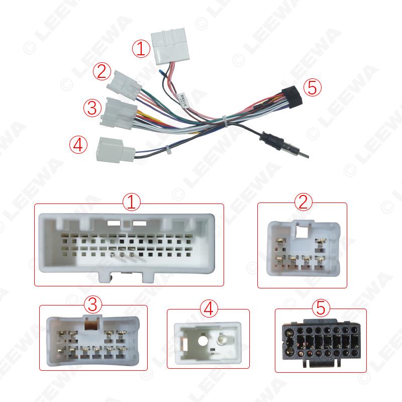 

16-контактный кабель питания для Android-навигационного головного устройства для новой Toyota, хвостовая линия с 4-канальным выходом низкой конфигурации LEEWA
