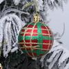 2 Boxes Christmas Tree Decorations Tartan Pattern Plastic Hanging Ball Festival Home Holiday Party Decorative Accent