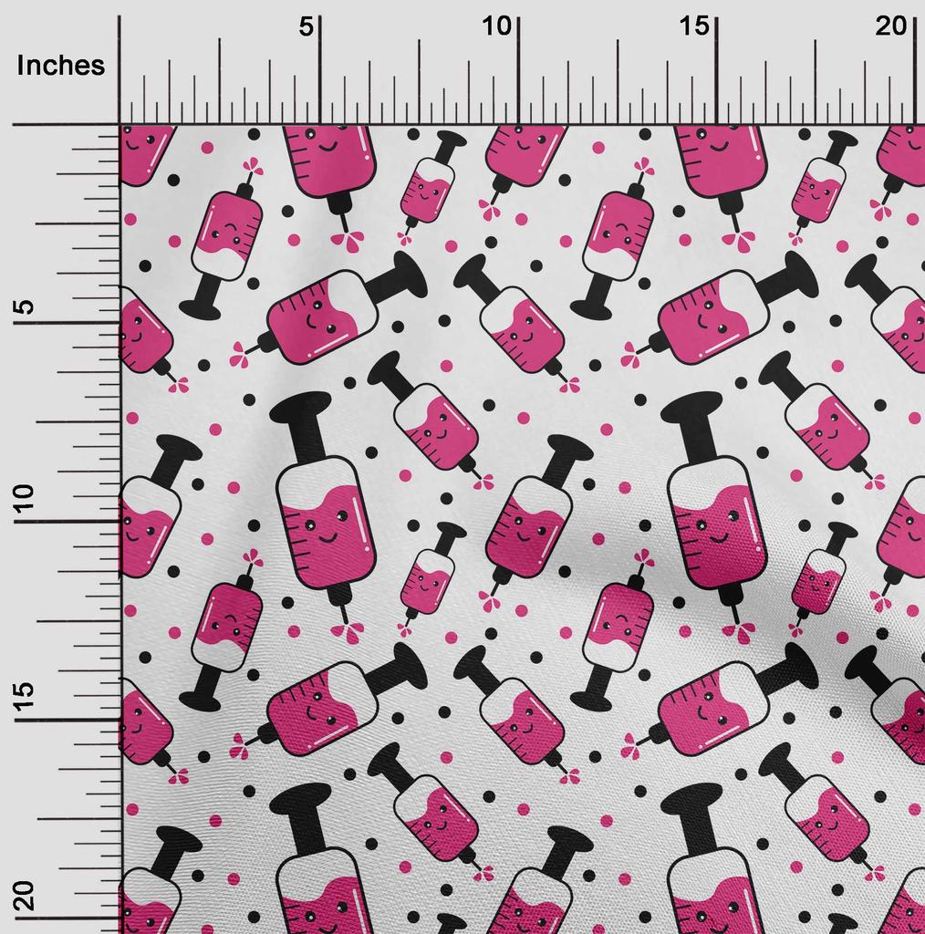 oneOone Cotton Flex Fuschia Pink Fabric Medical Virus DIY Clothing Quilting Fabric Print Fabric by Yard 40 Inche
