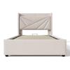 Upholstered Bed, Storage Bed Drawer with USB Type C Charging Headboard, Linen Material Bed Frame, Youth Bed 90x200 with Slatted Frame (With Mattress)