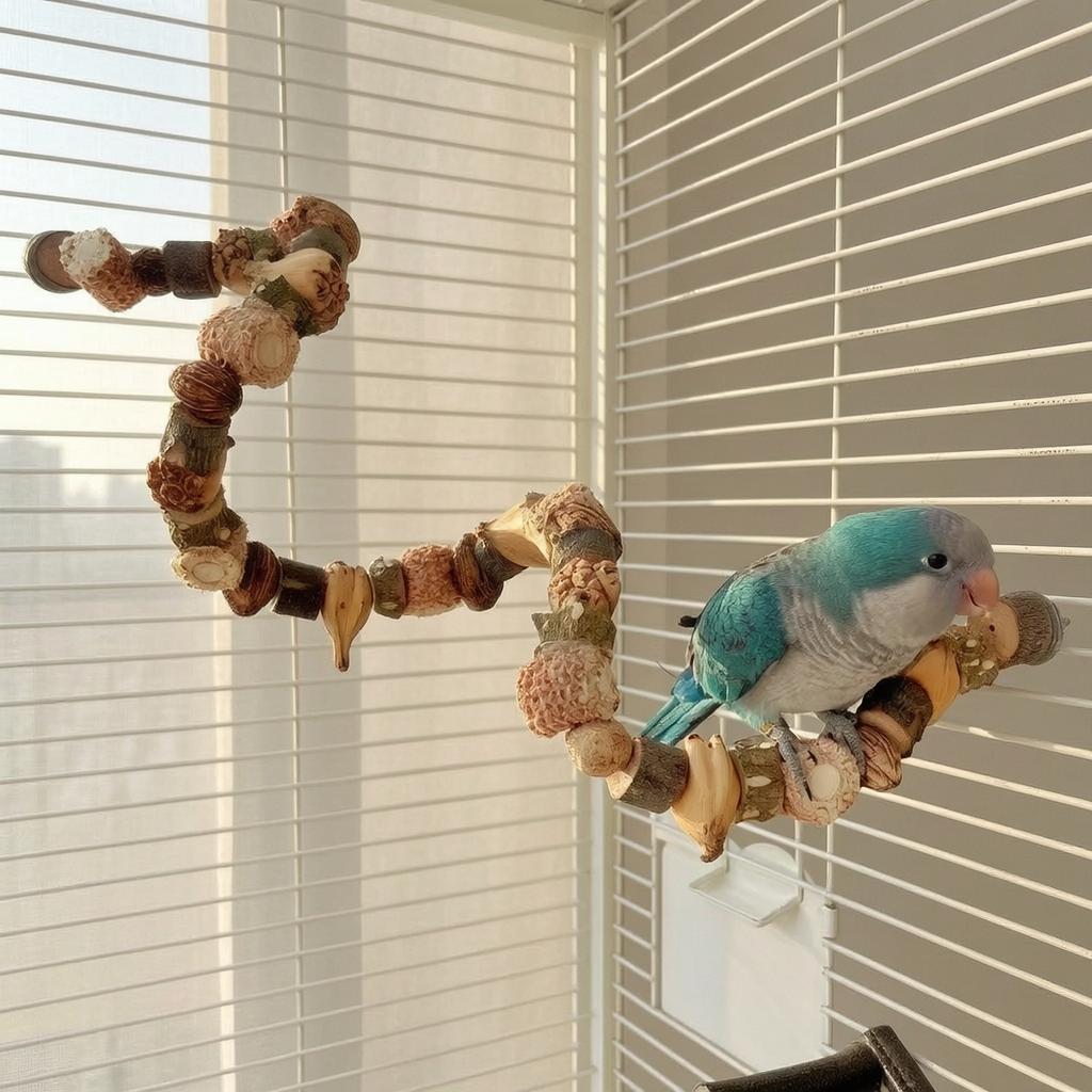 Natural Parrot Chewing Toy Grinding Stand Perch Climbing Bird Toy Birdcage Play Stand Accessories for Small Pet Birds