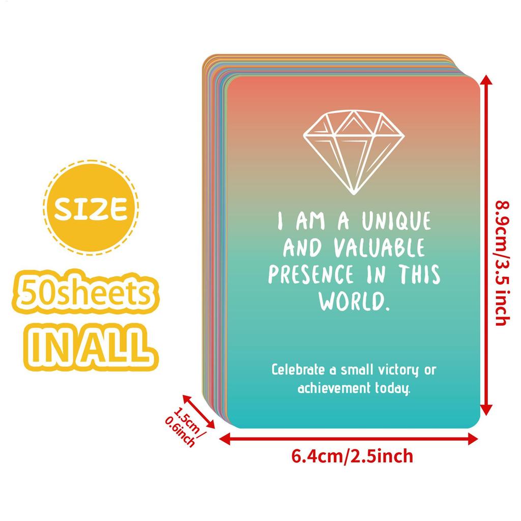 50pcs Colored Affirmation Cards for Women Self-Care Daily Positive Quotes Positive Encouragement Card With Inspiration Text Gift