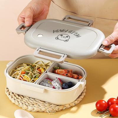 Detachable Plastic Lunch Container Microwave Sealed Divided Lunch Box For Children Adult Cute Little Bear Fruit Salad Bento Box