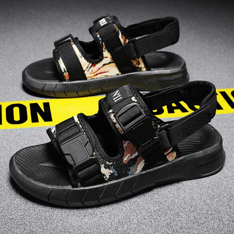 2024Men Sandals Shoes High Quality Breathable Oil Painting  Sandals Man Summer Outdoor Lightweight Beach Sandals One On Slippers