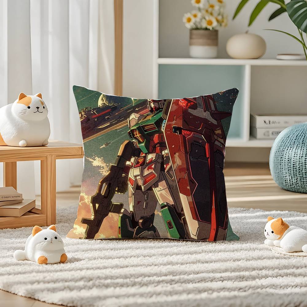 Mobile Suit Gundam Strike Gundam Anime Plush Pillow Cover Soft Short Plush Cushion Cover For Sofa Bedroom Home Decor Gift