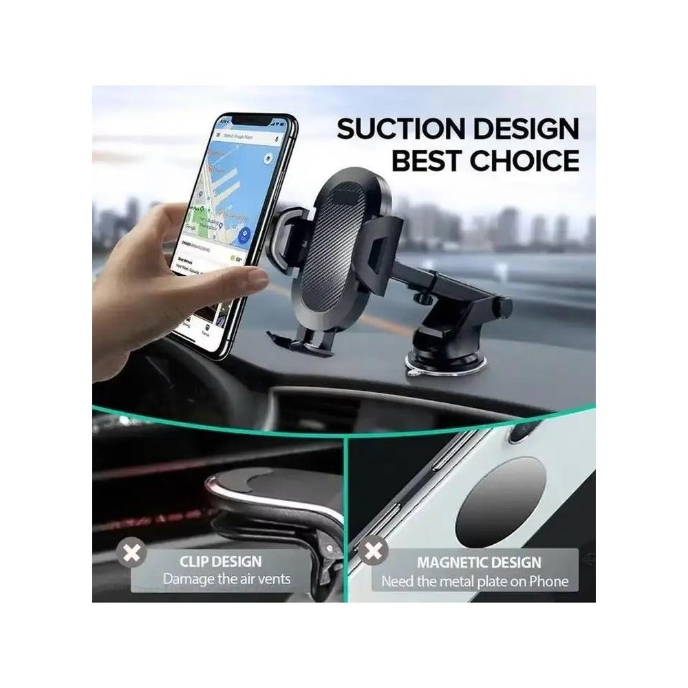 Long Arme Phone Holder for Car Dashboard Windshield Air Vent [Heat-Resistant Strong Suction Cup] Compatible with All Smartphones