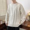 Herbst- und Winter Zopfmuster Pullover Herren Herbst- und Winter Innen mit Rundhals Unterziehstrickpullover Herren Langarm Faden