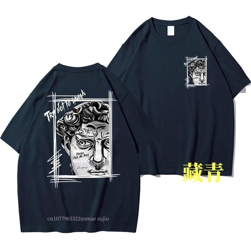 Creative Sculpture Expression Text Design Unisex Cotton Tops Crewneck New T-shirt Fashion Loose Clothing Autumn New Top