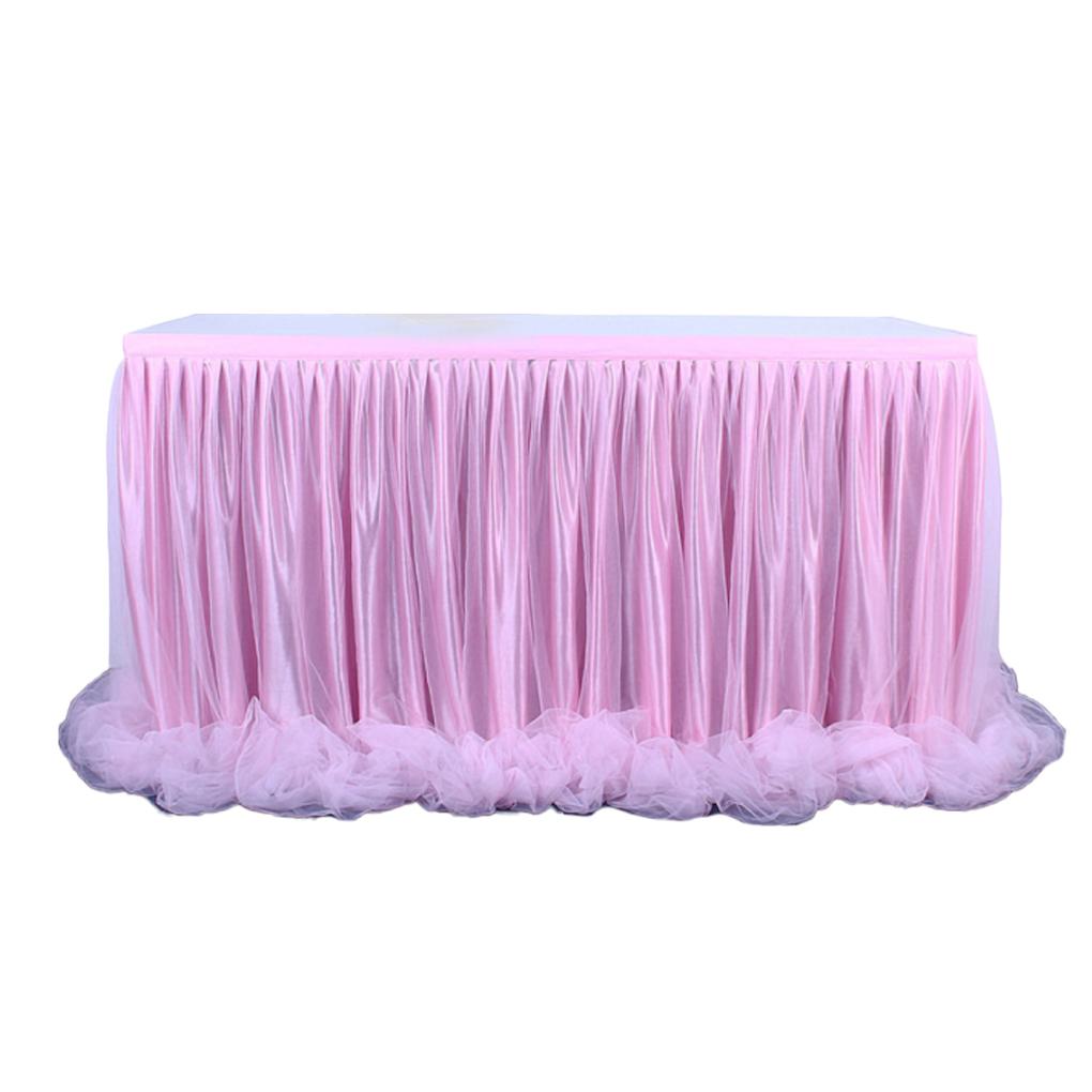 

Table Skirt Tulle Gold-Rimmed Plain Tables Cover High-End Home Decor Christmas Halloween Wedding Party Celebrations рожевий